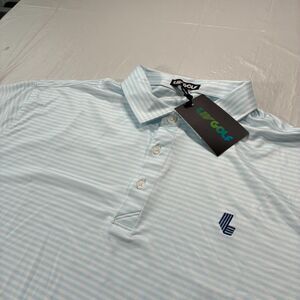 LIV Golf Polo Shirt Mens XL Blue Striped Stretch Performance Lightweight NEW